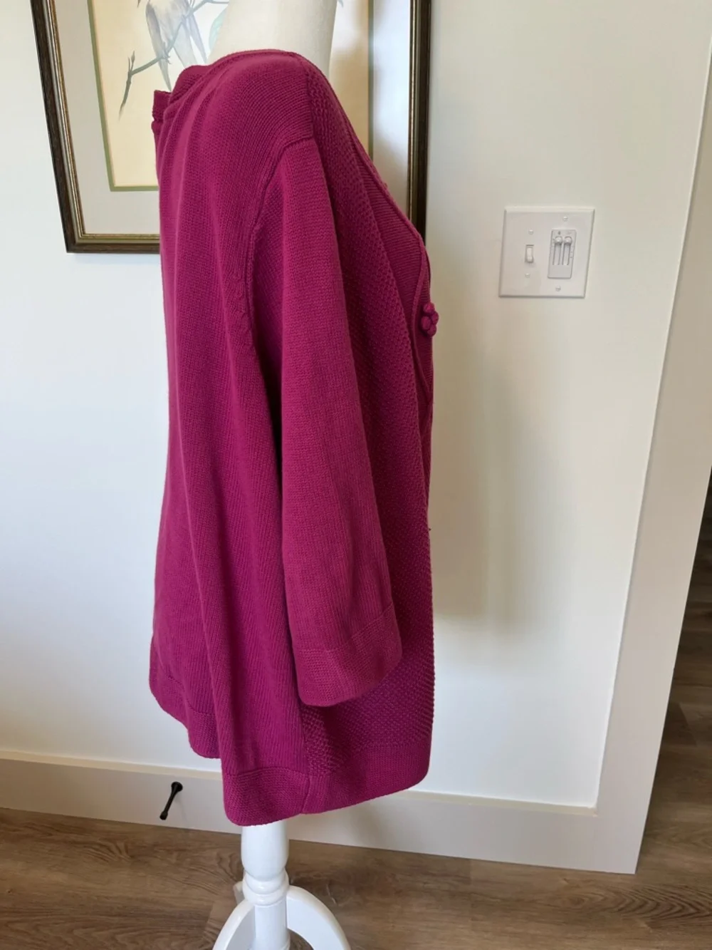 CJ Banks Fuchsia Button-Front Knit Cardigan - Picture 3 of 6